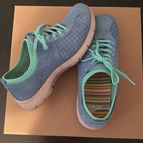 Dansko Women's Suede Leather Shoes Size Blue Green Slip Resist - Picture 7 of 10
